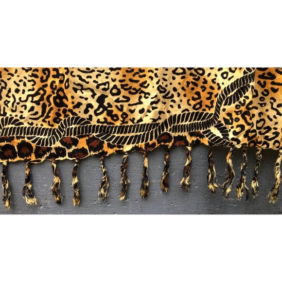 Safari Print Sarong in Tan Orange Brown Black 72" x 45" Leopard Cheetah - Picture 3 of 3